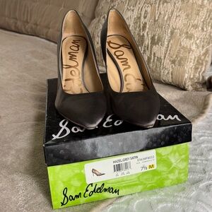 Sam Edelman Grey Satin Heels